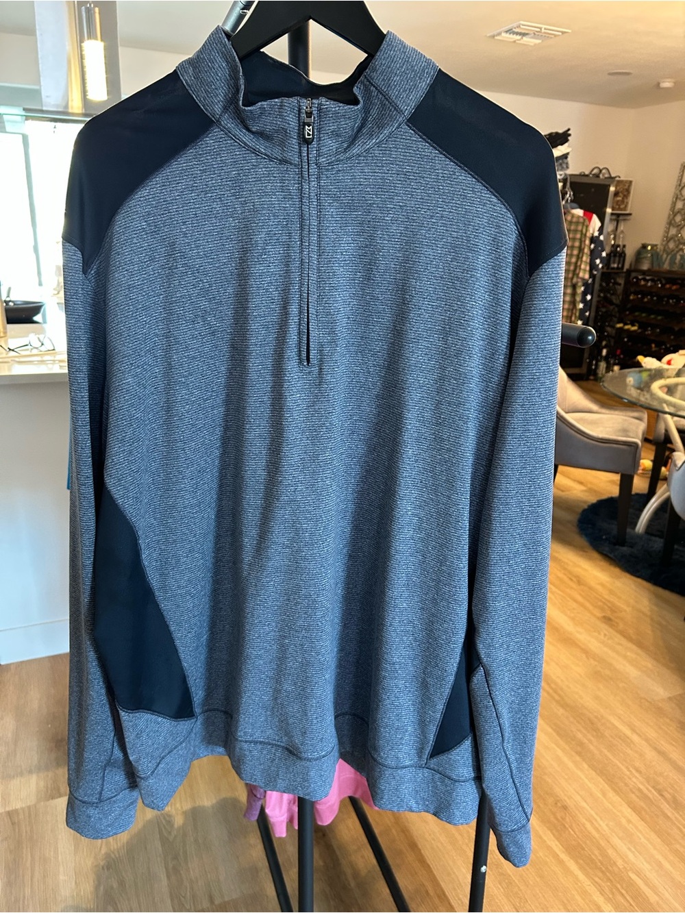Cutter & Buck Heather Gray and Black Quarter-Zip Pullover